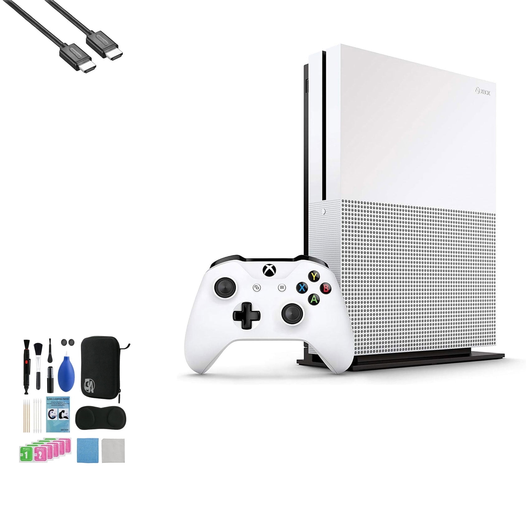Pre-Owned Microsoft Xbox One S 1TB, 4K Ultra HD White with BOLT AXTION Cleaning Kit HDMI ( )