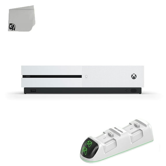 Pre-Owned Microsoft Xbox One S 1TB Gaming Only Console White with Controller Charging Station BOLT AXTION Bundle