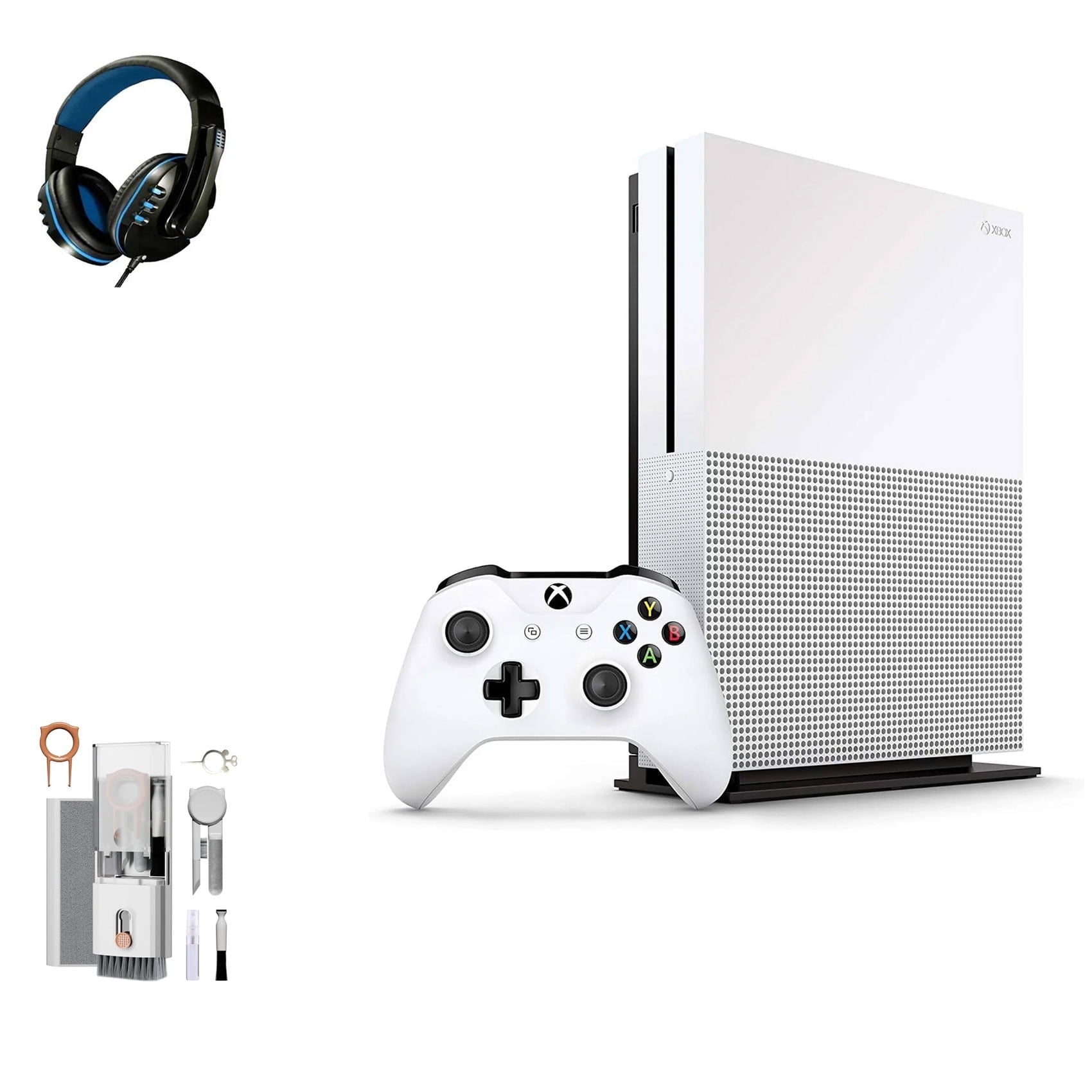 Pre-Owned Microsoft Xbox One S 500GB, 4K Ultra HD White with BOLT AXTION Cleaning Kit Headset ( )