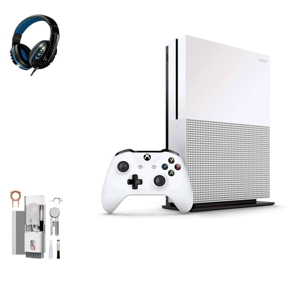 Pre-Owned Microsoft Xbox One S 500GB, 4K Ultra HD White with BOLT AXTION Cleaning Kit Headset ( )