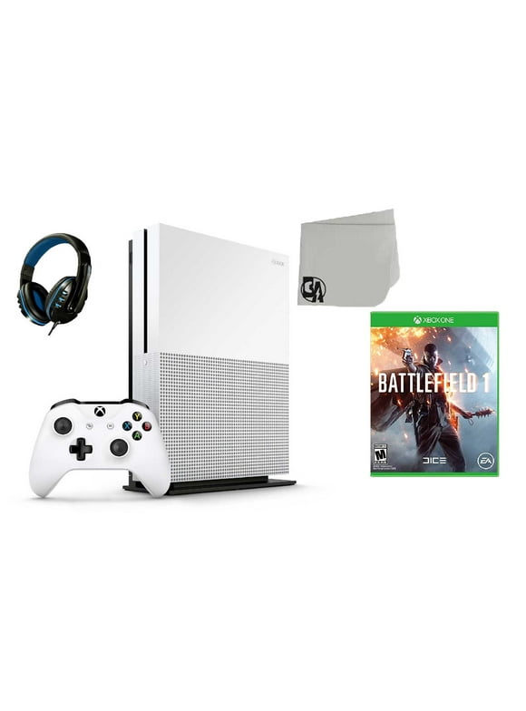 Pre-Owned Microsoft Xbox One S 500GB Gaming Console White with Battlefield 1 BOLT AXTION Bundle