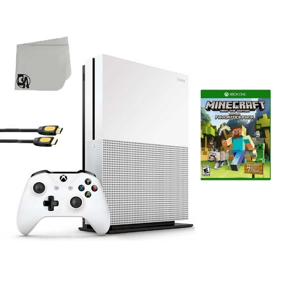 Pre-Owned Restored Microsoft Xbox One S 500GB Gaming Console White with Minecraft BOLT AXTION Bundle