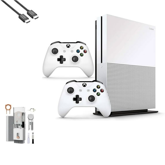 Pre-Owned Microsoft Xbox One S 500GB with 2 Controller, 4K Ultra HD White with BOLT AXTION Cleaning Kit HDMI ( )