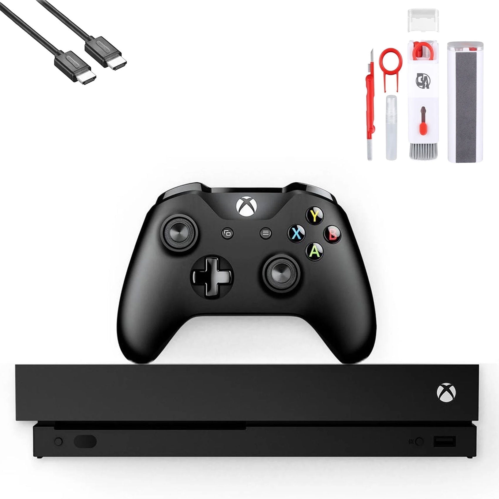 Pre-Owned Microsoft Xbox One X 1TB, 4K Ultra HD Black with BOLT AXTION Cleaning Kit HDMI Bundle ( )