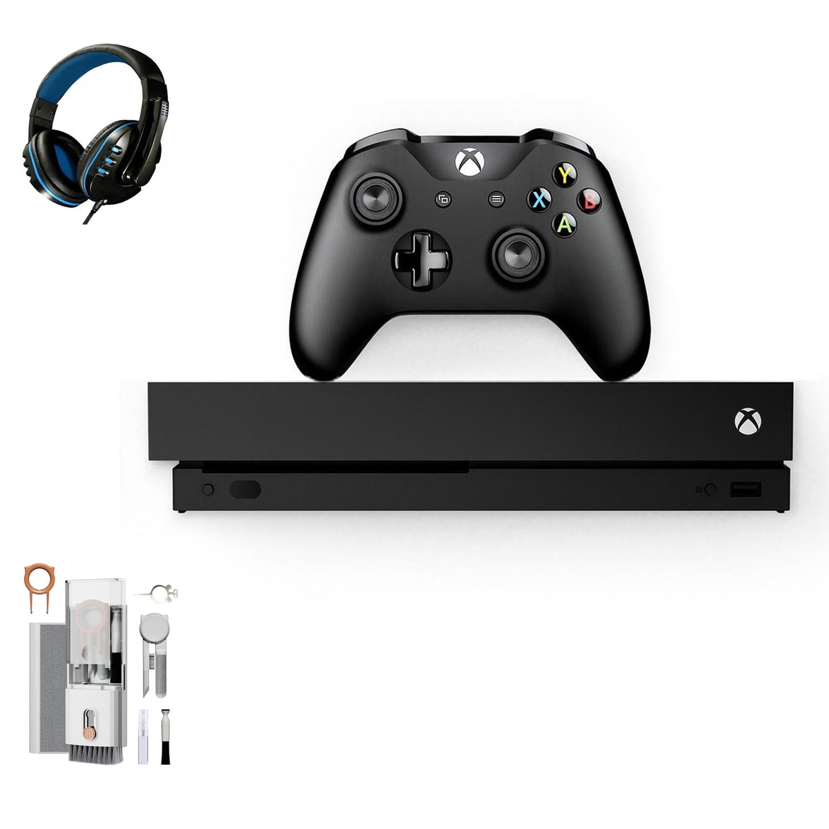Pre-Owned Microsoft Xbox One X 1TB, 4K Ultra HD Black with BOLT AXTION Cleaning Kit Headset ( )