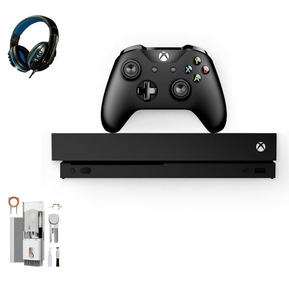 Pre-Owned Microsoft Xbox One X 1TB, 4K Ultra HD Black with BOLT AXTION Cleaning Kit Headset ( )