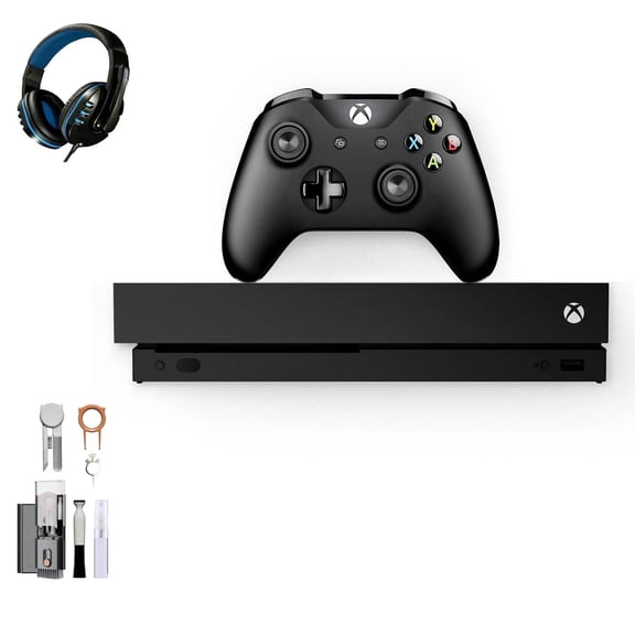 Pre-Owned Microsoft Xbox One X 1TB, 4K Ultra HD Black with BOLT AXTION Cleaning Kit Headset ( )