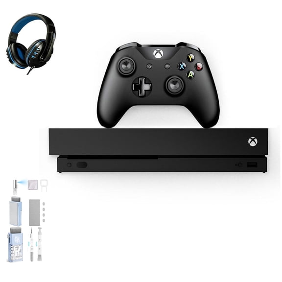Pre-Owned Microsoft Xbox One X 1TB, 4K Ultra HD Black with BOLT AXTION Cleaning Kit Headset ( )