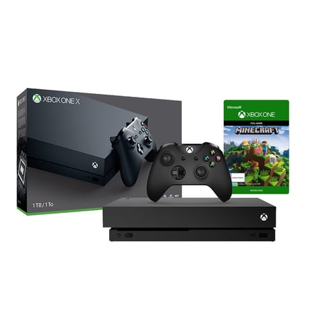 Pre-Owned Microsoft Xbox One X 1TB Black 4K Ultra HD Console Minecraft Bundle