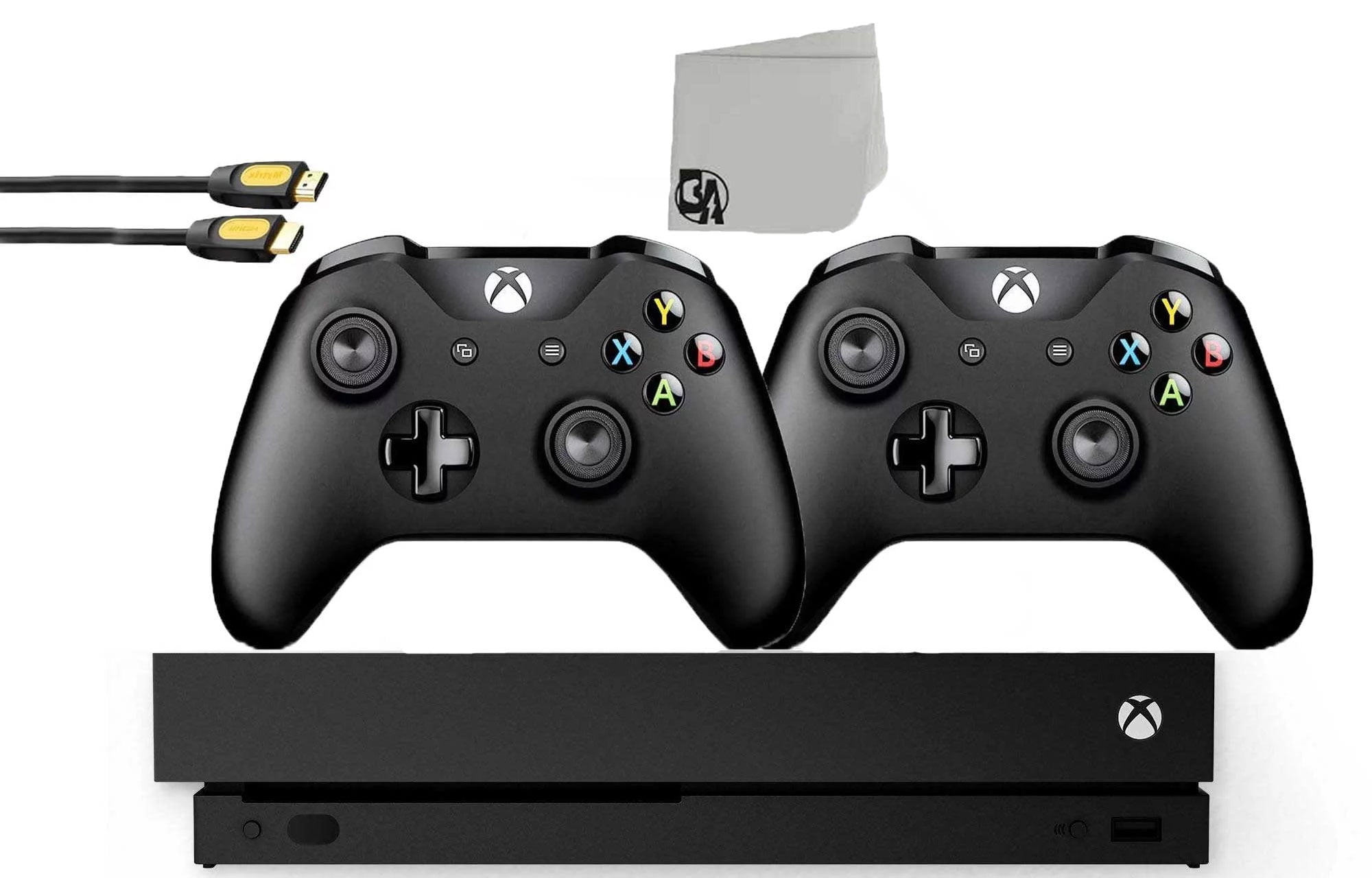 Pre-Owned Microsoft Xbox One X 1TB Gaming Console Black 2 Controller Included BOLT AXTION Bundle