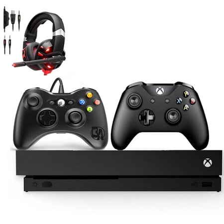 Restored Microsoft Xbox One X 1TB Gaming Console Black with 2 Controller Included BOLT AXTION Bundle (Refurbished)