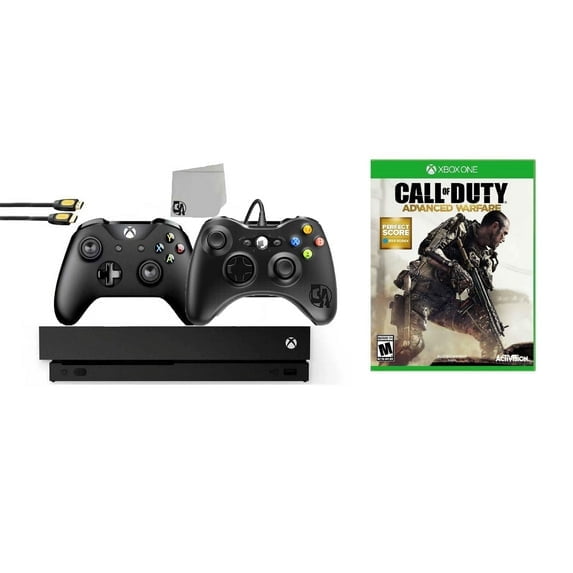 Pre-Owned Microsoft Xbox One X 1TB Gaming Console Black with 2 Controller Included with Call of Duty- Advanced Warfare BOLT AXTION Bundle