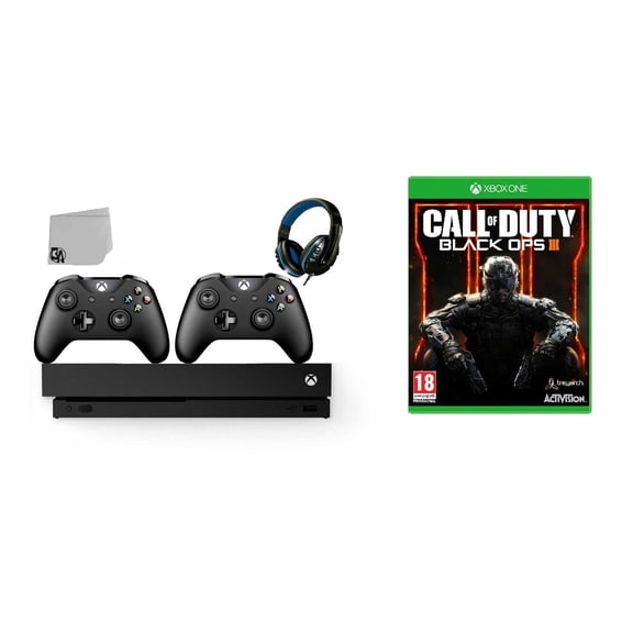 Pre-Owned Microsoft Xbox One X 1TB Gaming Console Black with 2 Controller Included with Call of Duty- Black Ops III BOLT AXTION Bundle