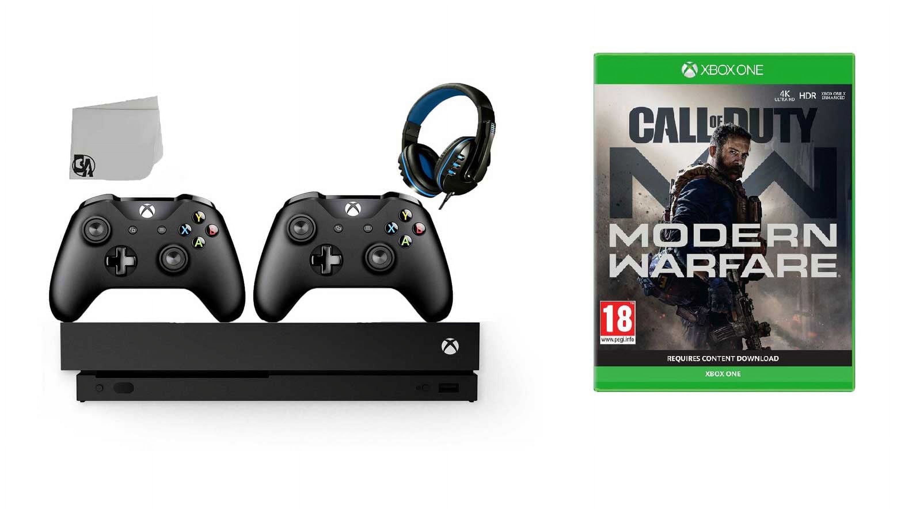 Xbox One X 1TB Gaming Console Black with 2 Controllers, Call of Duty: Modern Warfare