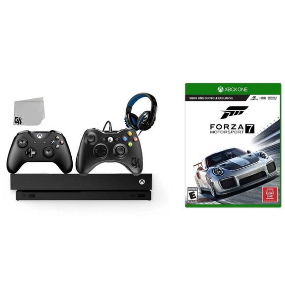 Pre-Owned Microsoft Xbox One X 1TB Gaming Console Black with 2 Controller Included with Forza Motorsport 7 BOLT AXTION Bundle ( )