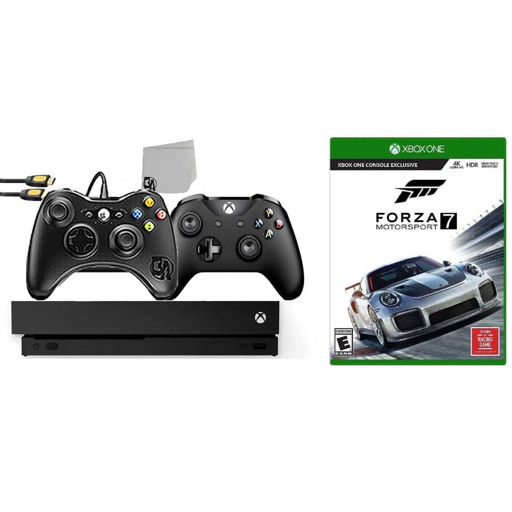 Pre-Owned Microsoft Xbox One X 1TB Gaming Console Black with 2 Controller Included with Forza Motorsport 7 BOLT AXTION Bundle ( )