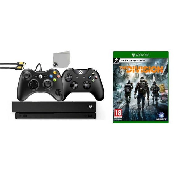 Pre-Owned Microsoft Xbox One X 1TB Gaming Console Black with 2 Controller Included with Tom Clancy's The Division BOLT AXTION ( )