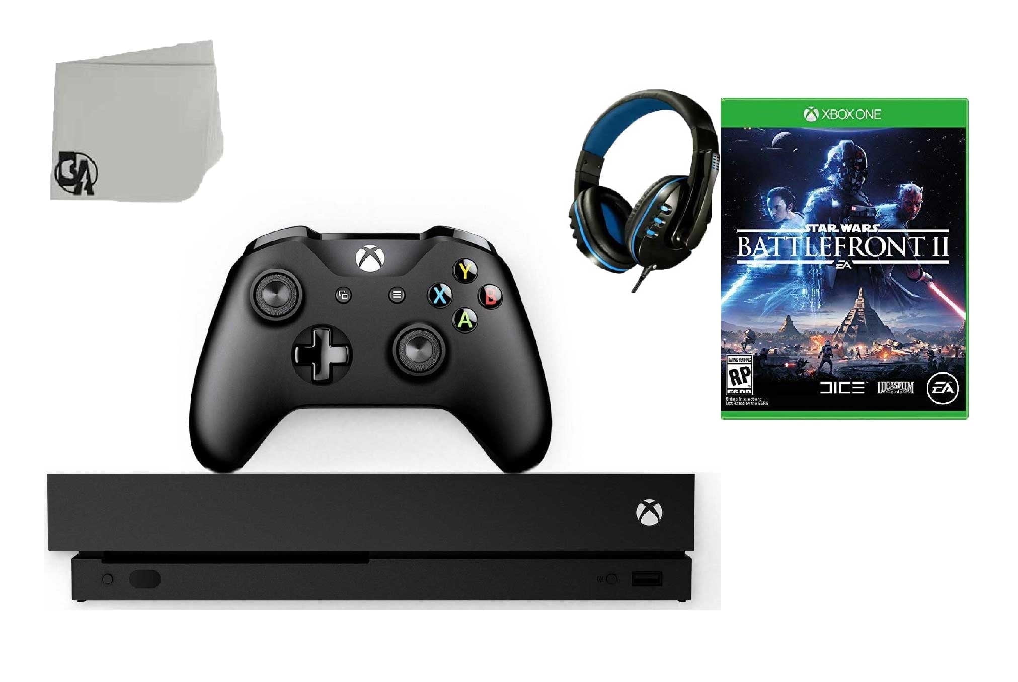 Pre-Owned Microsoft Xbox One X 1TB Gaming Console Black with Battlefront II BOLT AXTION ( )