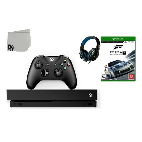 Pre-Owned Microsoft Xbox One X 1TB Gaming Console Black with Forza Motorsport 7 BOLT AXTION Bundle