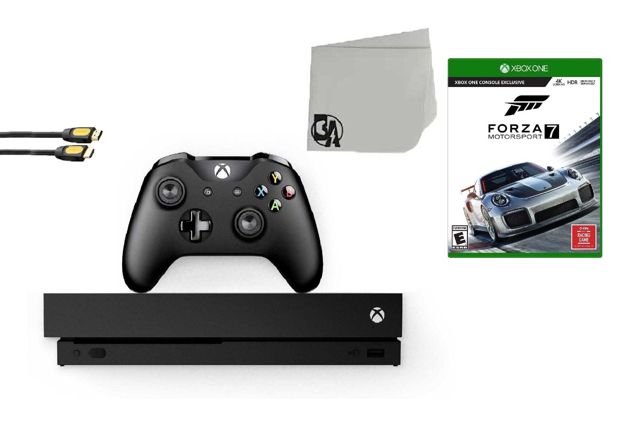 Pre-Owned Microsoft Xbox One X 1TB Gaming Console Black with Forza Motorsport 7 BOLT AXTION Bundle