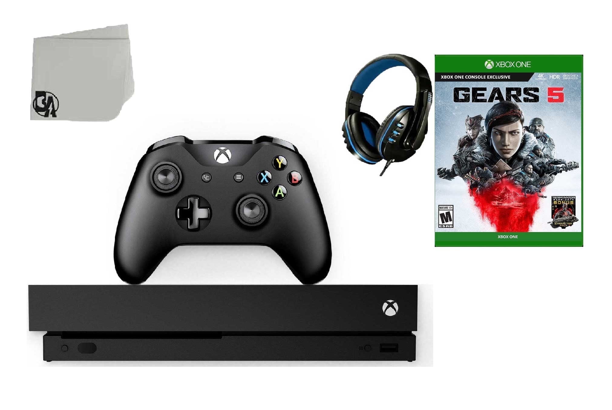 Pre-Owned Microsoft Xbox One X 1TB Gaming Console Black with Gears 5 BOLT AXTION Bundle
