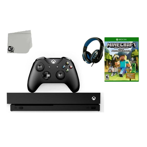Pre-Owned Microsoft Xbox One X 1TB Gaming Console Black with Minecraft BOLT AXTION Bundle