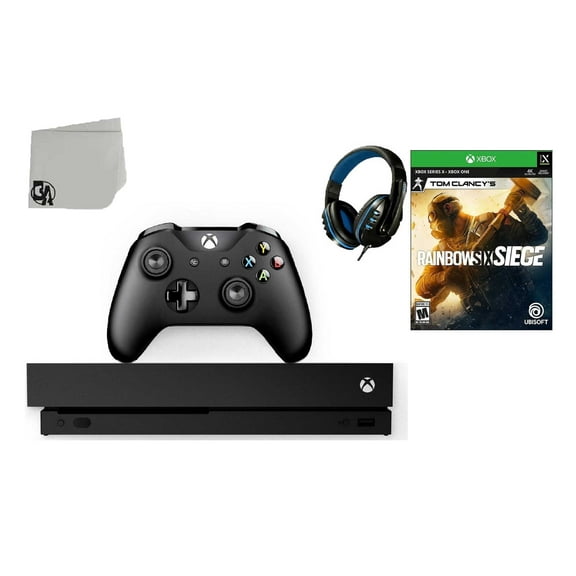 Pre-Owned Microsoft Xbox One X 1TB Gaming Console Black with Tom Clancy's Rainbow Six Siege BOLT AXTION Bundle