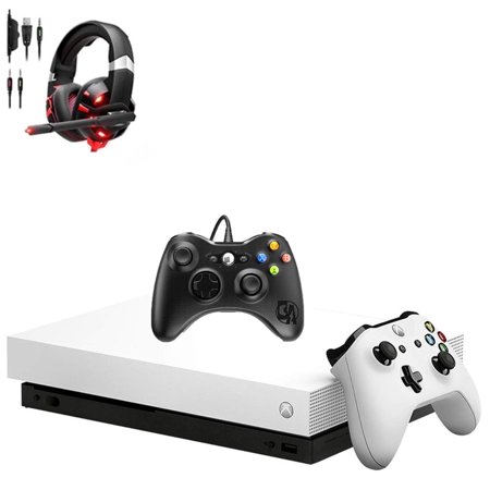 Restored Microsoft Xbox One X 1TB Gaming Console White with 2 Controller Included BOLT AXTION Bundle (Refurbished)