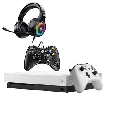 Pre-Owned Microsoft Xbox One X 1TB Gaming Console White with 2 Controller Included BOLT AXTION (Refurbished: Like New)