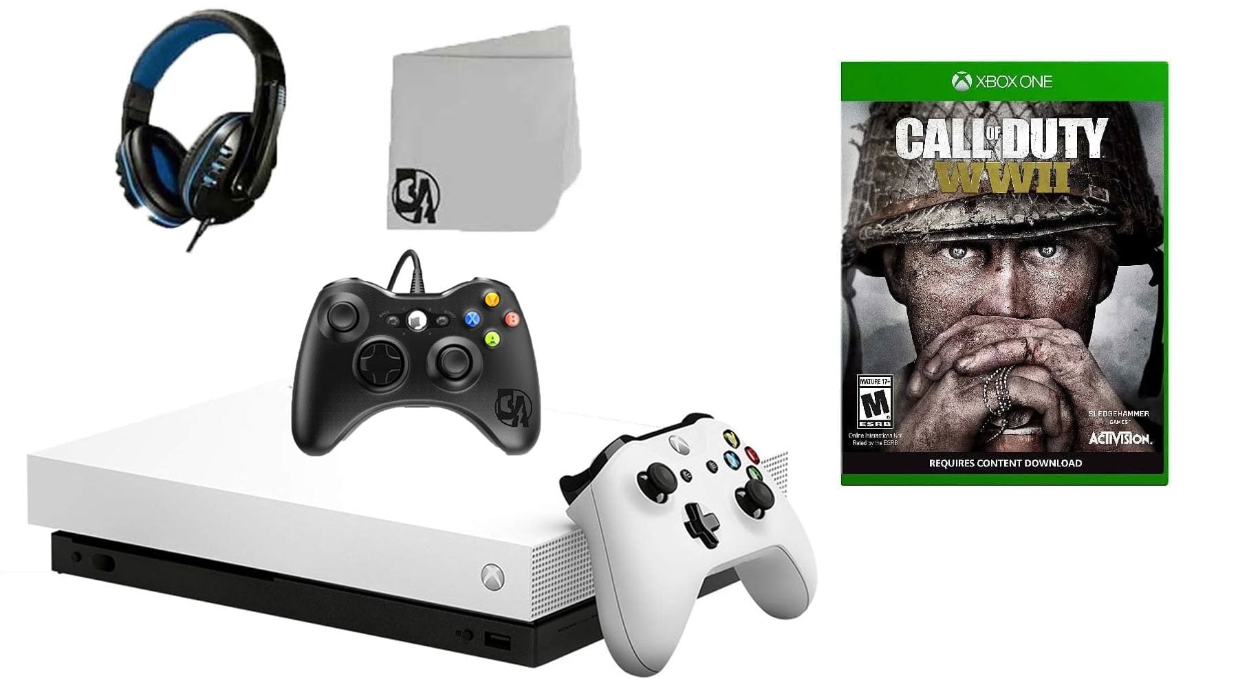 PreOwned Microsoft Xbox One X 1TB Gaming Console White with 2