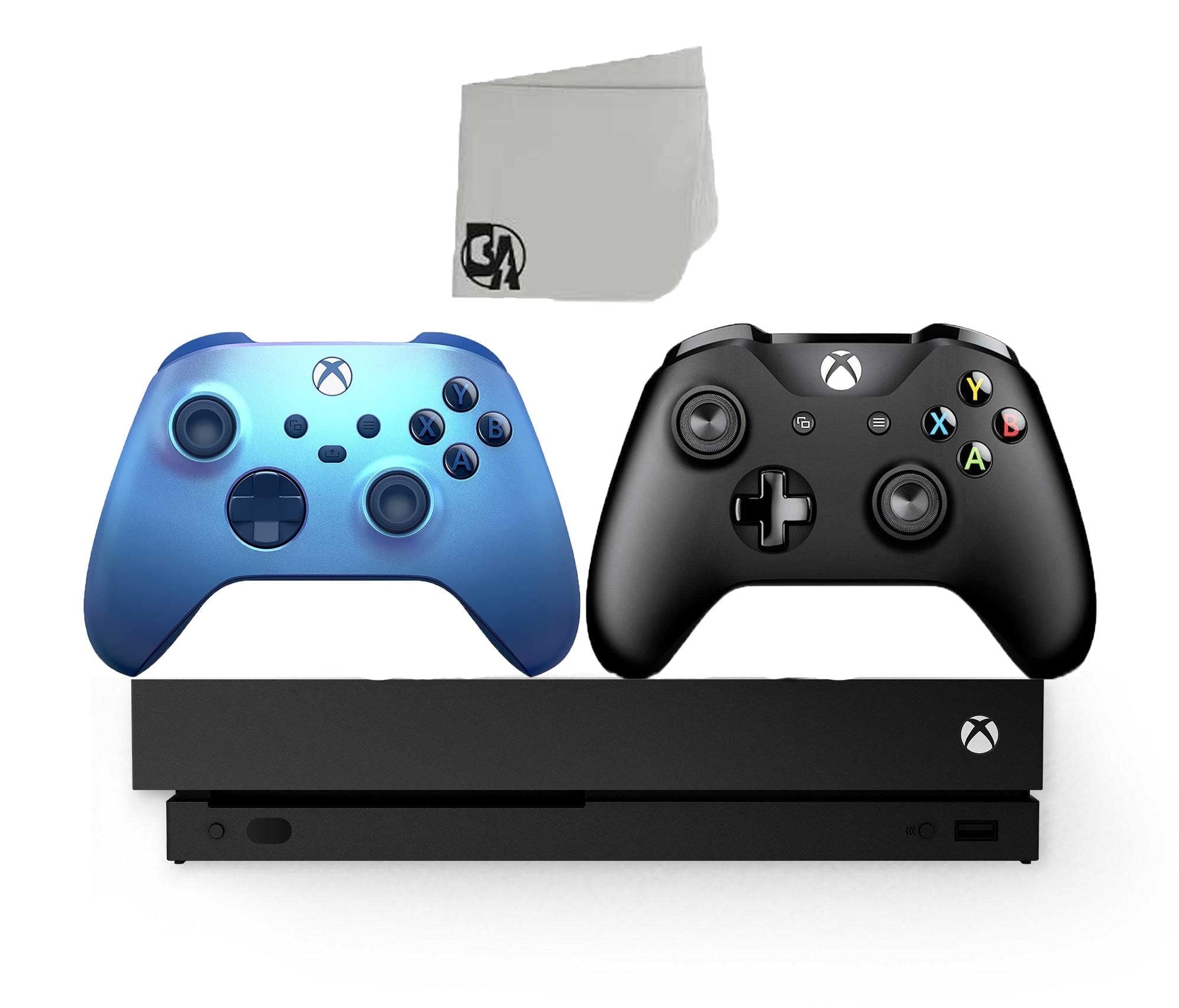 Restored Microsoft Xbox One X 1TB Gaming Console with Aqua Shift Controller Included BOLT AXTION Bundle (Refurbished)