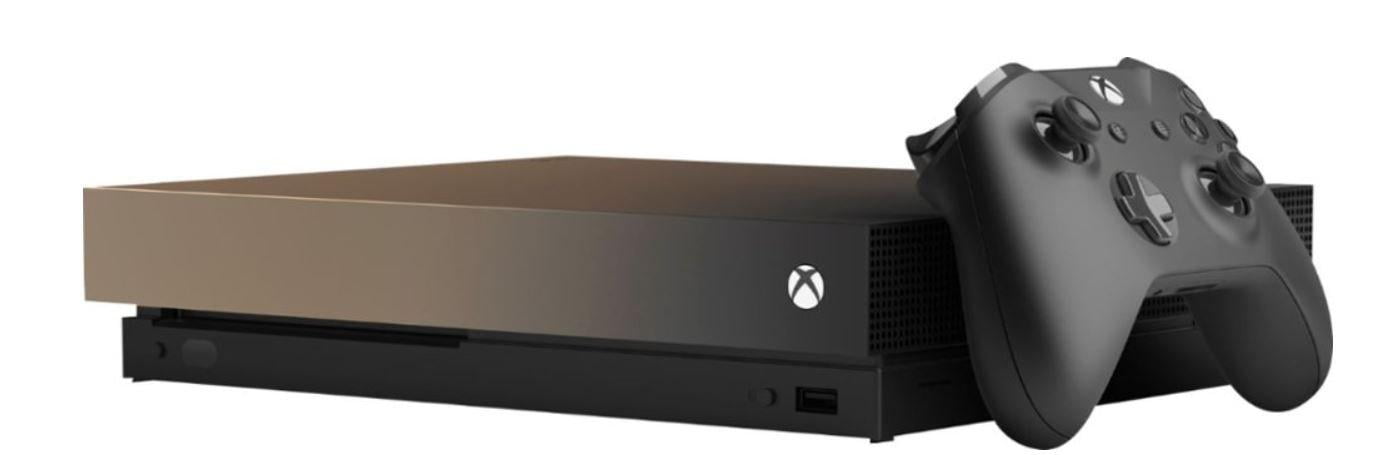 Pre Owned Microsoft Xbox One X 1TB Gray Gold Gold Rush Special Edition Console Fair Condition FMP 00023 Refurbished Good Walmart