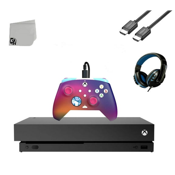Pre-Owned Microsoft Xbox One X Black 1TB Gaming Console + Headset BOLT AXTION Bundle