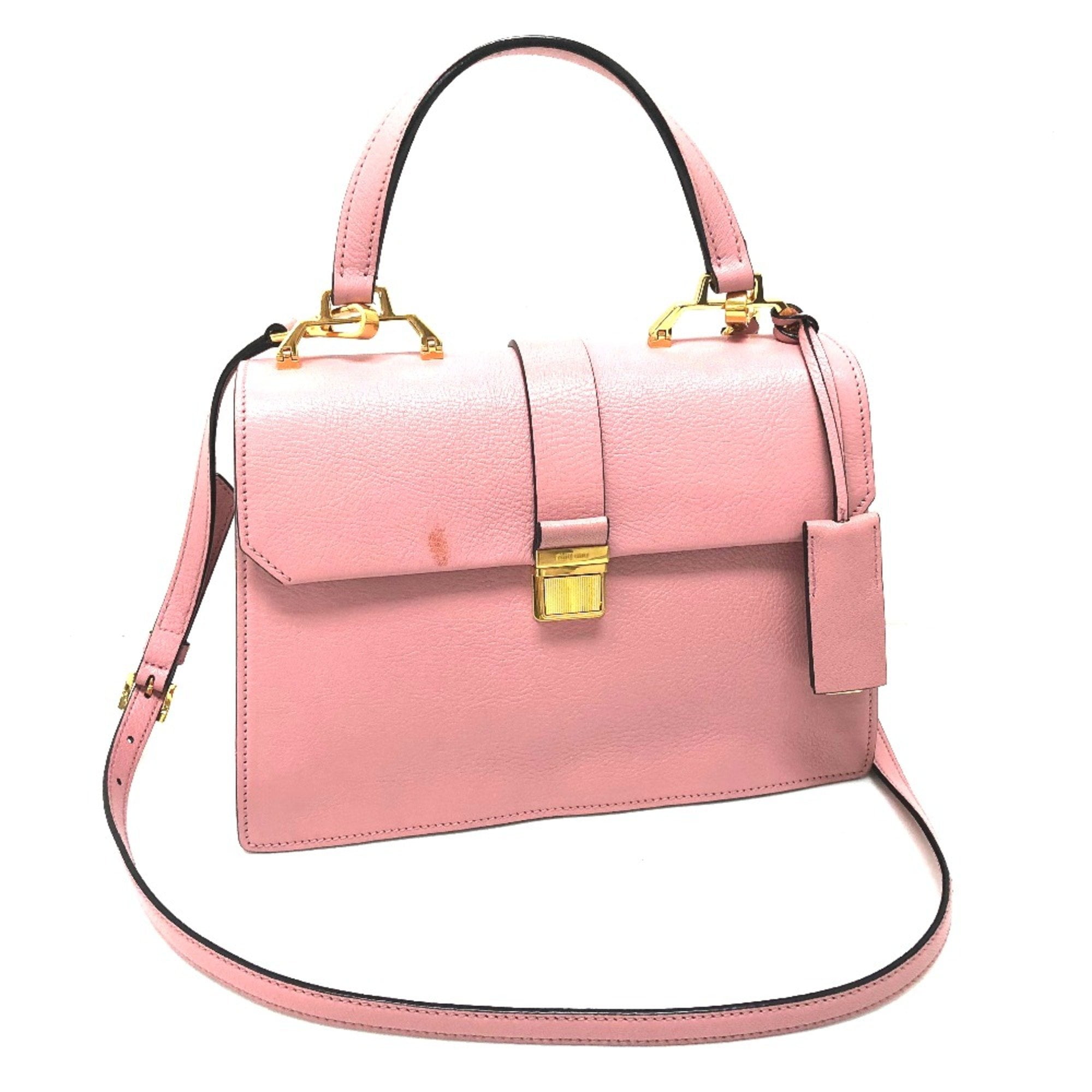 Pre-Owned Miu Miu 5BA108 2WAY Shoulder Bag Hand Bag Madras pink 
