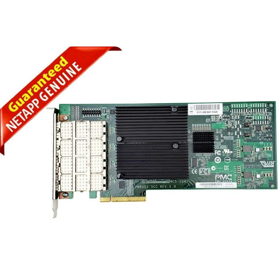 Pre-Owned NetApp 111-00341+G0 4 port SAS 3/6GB QSFP Host Bus Adapter Card (Good)