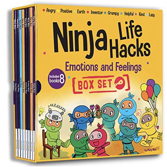 Pre-Owned Ninja Life Hacks Emotions and Feelings 8 Book Box Set (Books 1-8: Angry, Inventor, Positive, Lazy, Helpful, Earth, Grumpy, Kind), 9781951056773, 1951056779, Paperback,