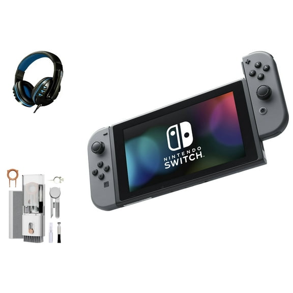 Pre-Owned Nintendo Switch - Gray & Gray Joy-Con with Headset BOLT AXTION Cleaning Kit ( )