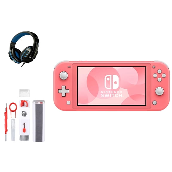 Pre-Owned Nintendo Switch Lite - Coral with BOLT AXTION Cleaning Kit + Headset Bundle ( )
