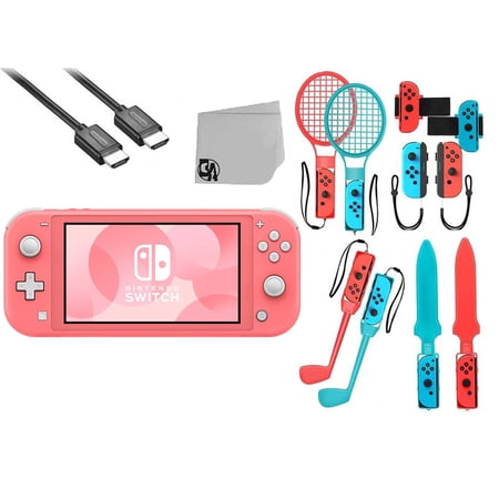 Restored Nintendo Switch Lite Pink Bolt Axtion Bundle with Accessories (Refurbished)