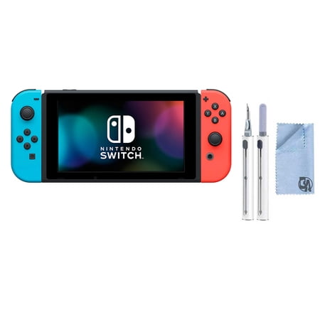Pre-Owned Nintendo Switch - Neon Blue and Neon Red Joy-Con with BOLT AXTION Cleaning Kit Bundle