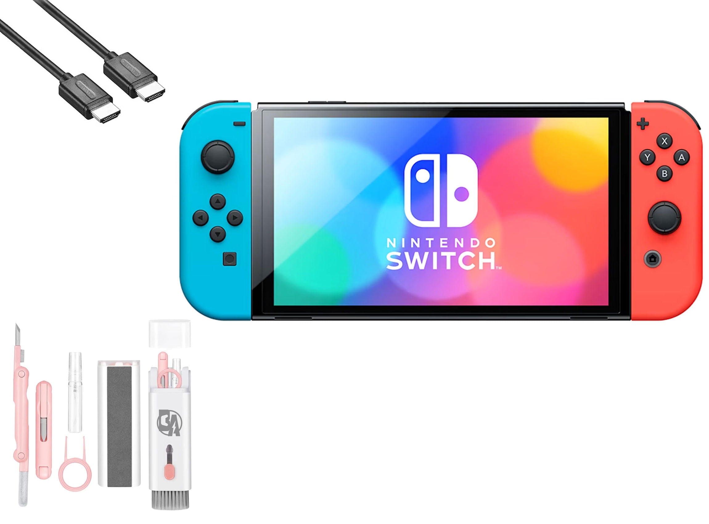 Pre-Owned Nintendo Switch OLED Model Neon Blue/Neon Red Set with