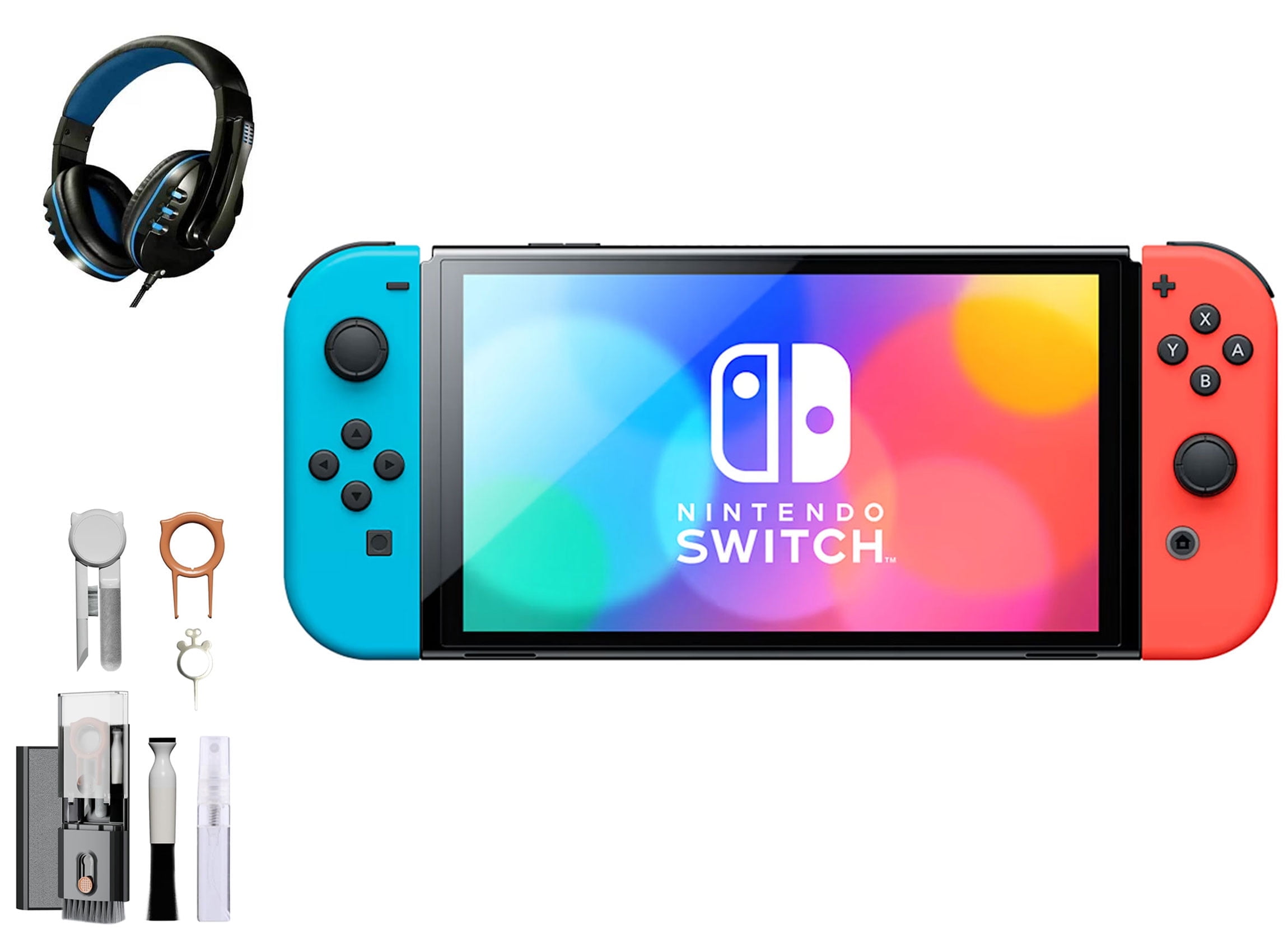 Nintendo Switch OLED Model Neon Blue/Neon Red Set, 64GB Data Storage