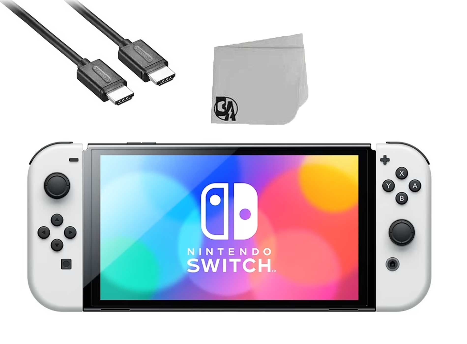 Restored Nintendo Switch OLED Model White Set Bolt Axtion Bundle (Refurbished)