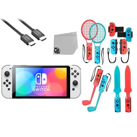 Pre-Owned Nintendo Switch OLED Model White Set Bolt Axtion Bundle with Accessories