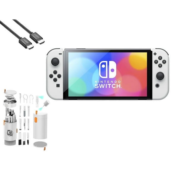 Pre-Owned Nintendo Switch OLED Model White Set with BOLT AXTION Cleaning Kit HDMI ( )