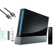 Restored Nintendo Wii Black Gaming Console + HDMI Cable Cleaning Kit BOLT AXTION Bundle (Refurbished)