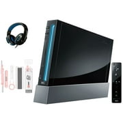 Restored Nintendo Wii Black Gaming Console + Headset Cleaning Kit BOLT AXTION (Refurbished)
