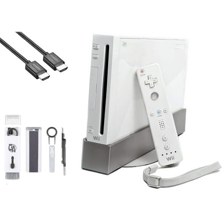 Restored Nintendo Wii White Gaming Console + HDMI Cable Cleaning Kit BOLT AXTION (Refurbished)