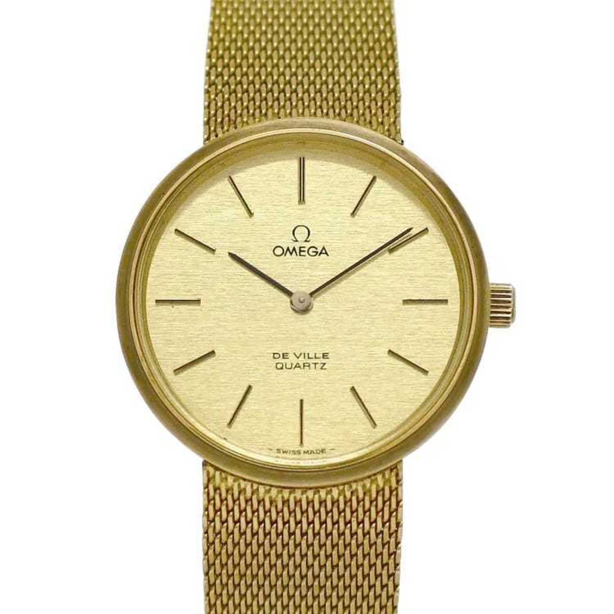 Pre Owned OMEGA Wristwatch De Ville f 21084 Gold SS 10KGF Quartz Battery Operated Men s Good Walmart