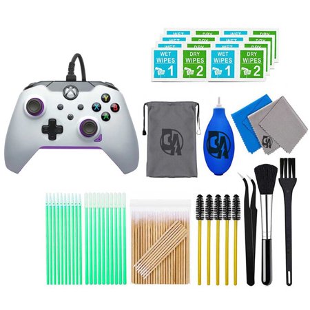 Pre-Owned PDP Wired Controller: Kinetic White - Xbox Windows 10/11 - Kinetic White With Cleaning Manual Kit Bolt Axtion Bundle